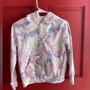 Super soft tie dye girls zip up